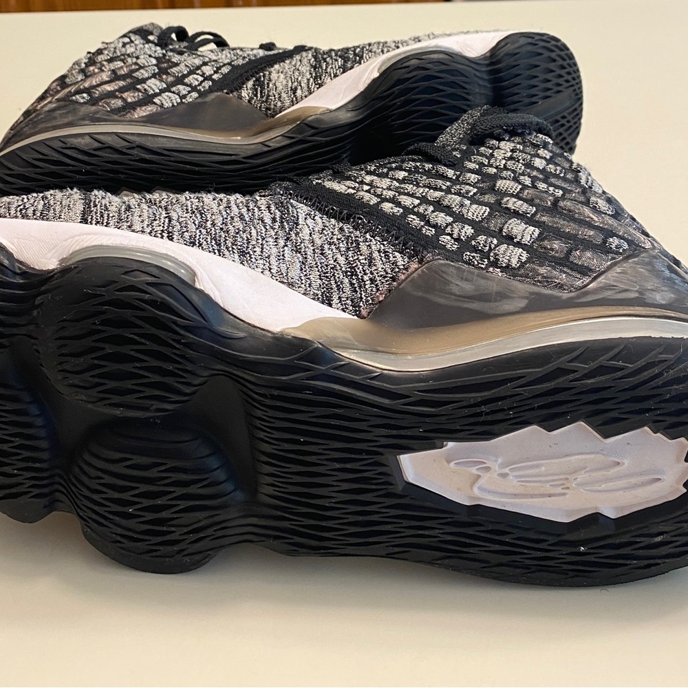 black and gray lebrons